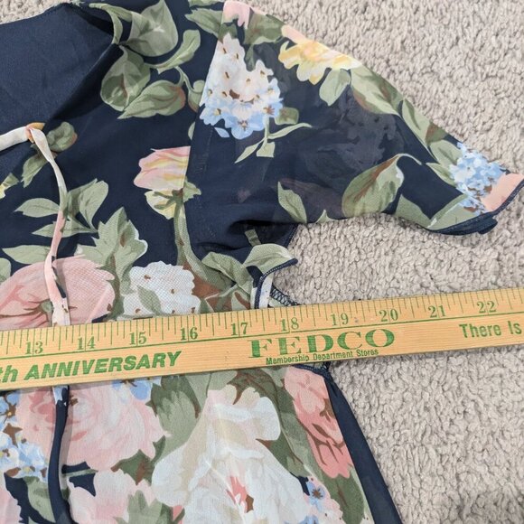 Show Me Your Mumu Small Kylie Lace Up Dress Blue with Pastel Floral - Picture 7 of 8